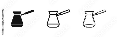 Bild auf Leinwand Turkish Coffee Pot Icon Set featuring Cezve Silhouette Outline and Sketch Illust