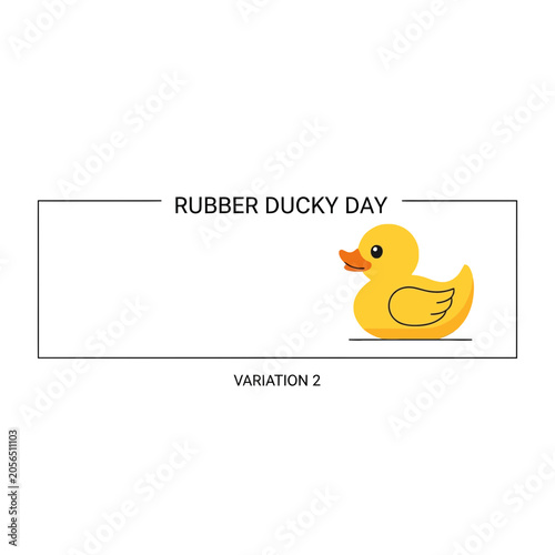 Obraz na plátně Cute Rubber Ducky Day Illustration - Yellow Bath Toy with Text Space