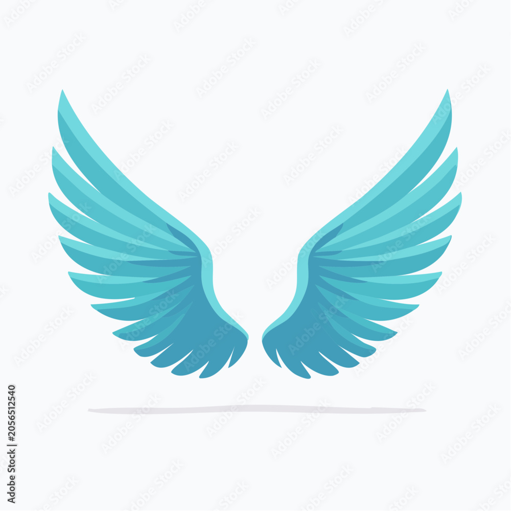 Fototapeta premium Stylized Blue Angel Wings Icon