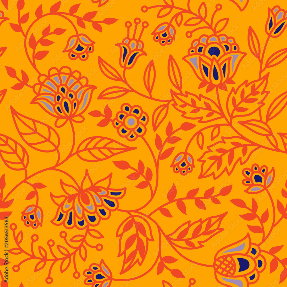 Fototapeta premium Decorative Floral Pattern Saffron