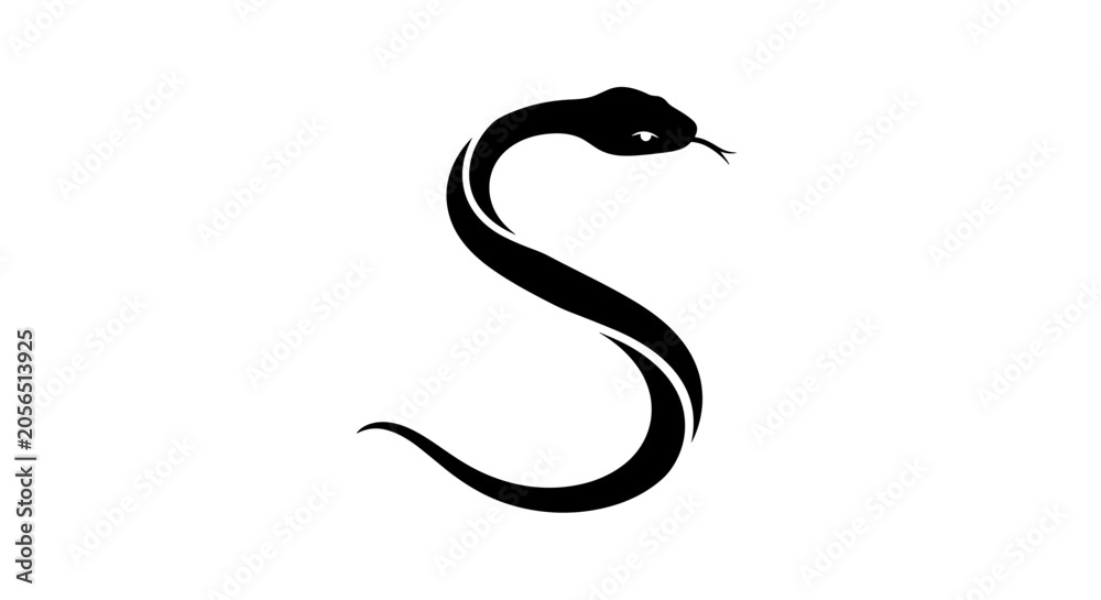 Fototapeta premium Black snake logo design.