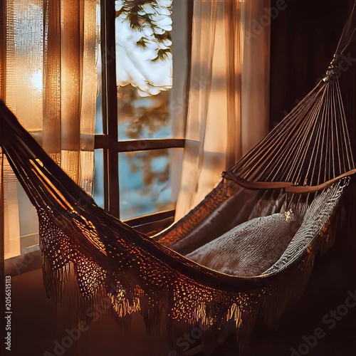 Cozy Indoor Hammock by Window with Soft Natural Light