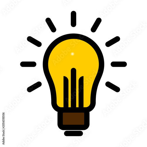 Glowing Yellow Light Bulb Icon Symbol of Idea and Innovation
