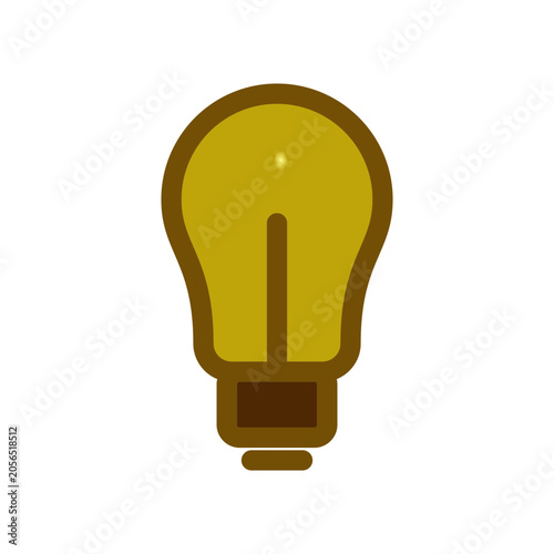 Modern yellow golden light bulb vector icon with smooth gradient shading isolated on white background, representing creative thinking, business innovation, inspiration, and bright smart solutions.
