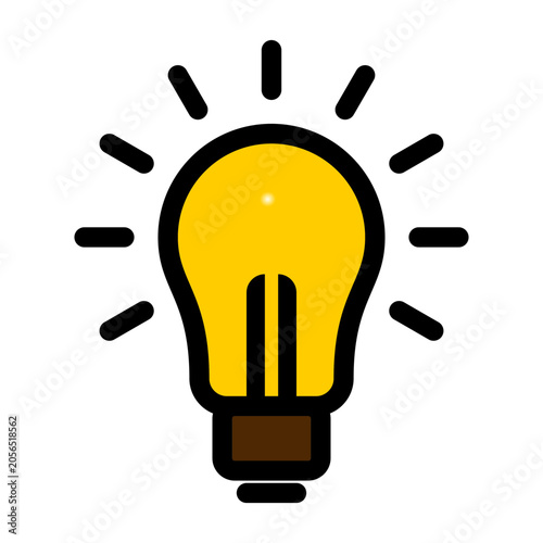 Glowing Yellow Light Bulb Icon Symbol of Idea and Innovation
