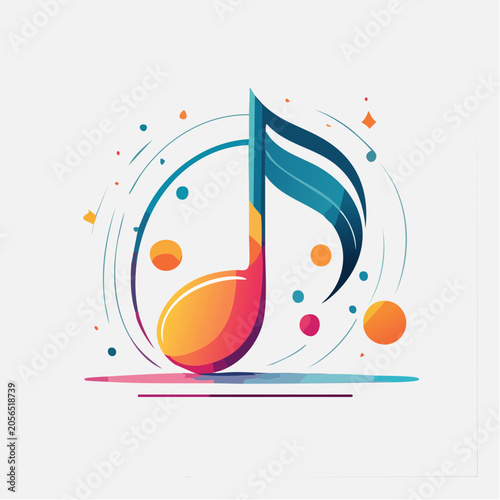 Colorful Musical Note with Abstract Elements