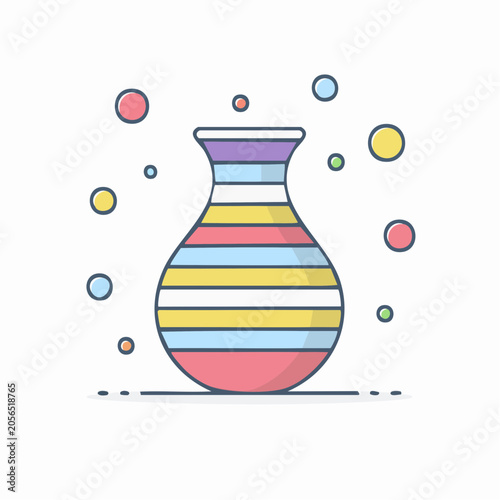 Colorful Striped Vase with Bubbles