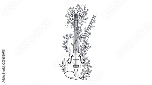 Fotografía Ornate Violin with Floral Vines