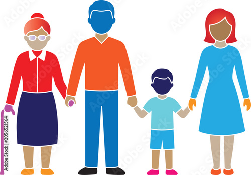 Tableau sur toile Generational family portrait featuring grandfather grandmother father and son ho