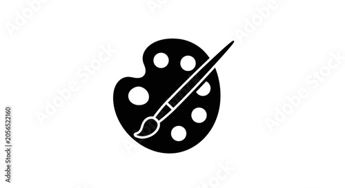 Artist Paint Palette and Brush Icon.