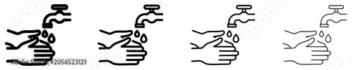 Foto Set of hand washing under tap or hygiene icons, symbols for cleanliness, water procedures, disease prevention, and maintaining health