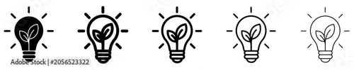 Cuadro en lienzo Set of eco-bulb, green energy, or ecological solution icons, symbols for sustainability innovations, energy efficiency, and environmental protection