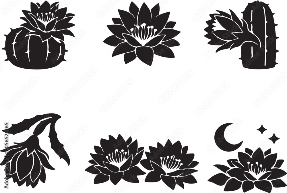 Obraz premium Midnight Bloom Icon – Vector Illustration