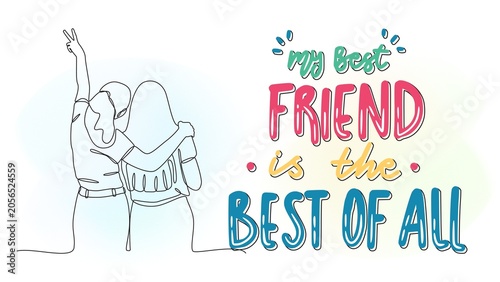Tableau sur toile Heartwarming continuous line art illustration celebrating the unbreakable bond a
