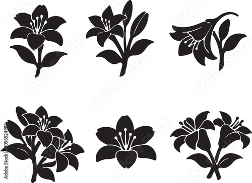 White Lily Icon – Vector Illustration