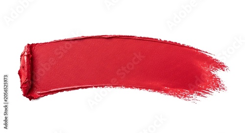 Vibrant Red Lipstick Smear Isolated on White Background