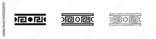 Photos Greek Key Meander Border Icon Set - Solid, Outline, and Hand-Drawn Ancient Ornam