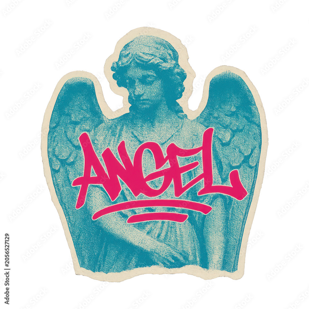 Obraz premium PNG Graffiti angel statue illustration