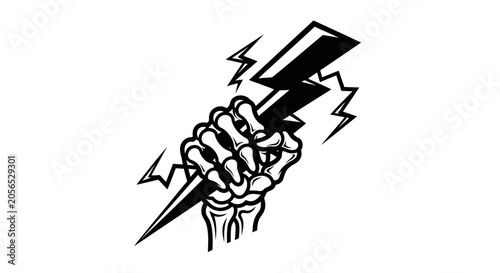 Hand holding lightning bolt tightly fist.