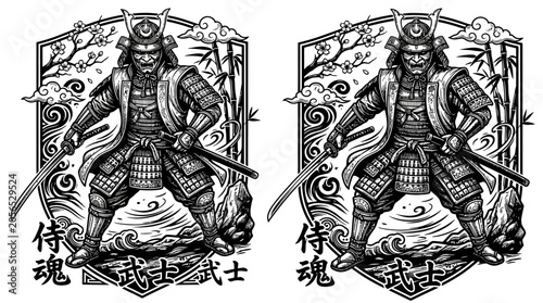 Obraz na plátně Samurai Warrior in Traditional Armor.