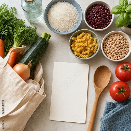 Fotografia Budget meal ingredients on kitchen table