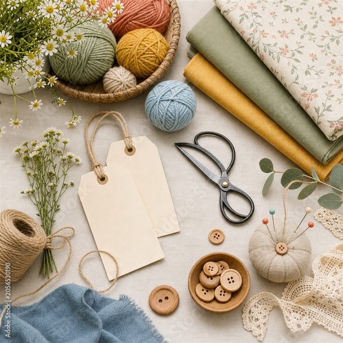 Photos Handmade craft supplies with blank tags