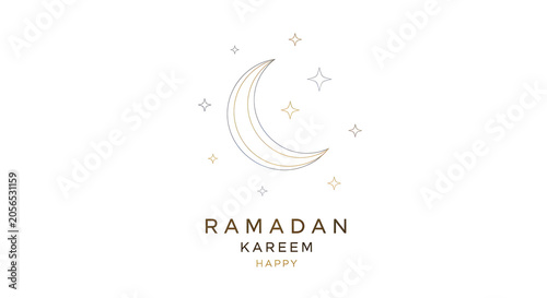 Ramadan Kareem celebration with crescent moon and stars illustration