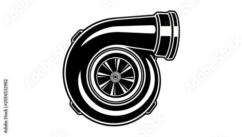 Foto Stylized Black and White Turbocharger Illustration.