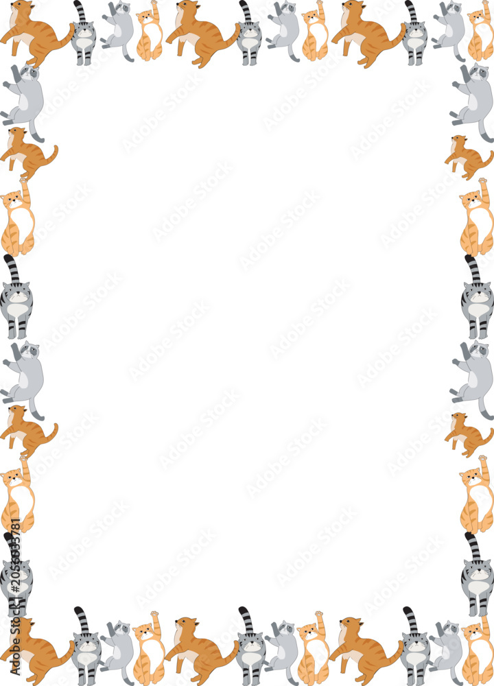 Fototapeta premium Mixed Kitten Border Frame For Printable Design