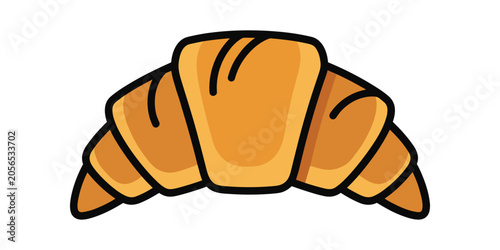Fotografie Classic golden croissant pastry vector art with croissant breakfast illustration