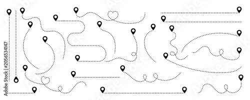 Canvas Print Simple route map icon with location pin