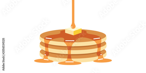 Canvas Print Stack of pancakes with melting butter and syrup pancakes breakfast dripping culi