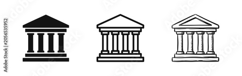 Foto Classical Building Icons Representing Bank, Museum, Government, or Institution