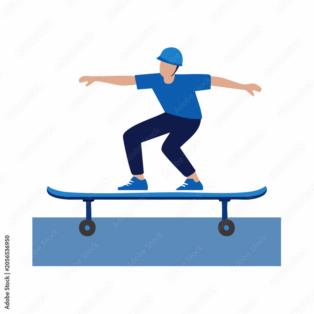 Fototapeta premium Skateboarder Performing Trick on Rail