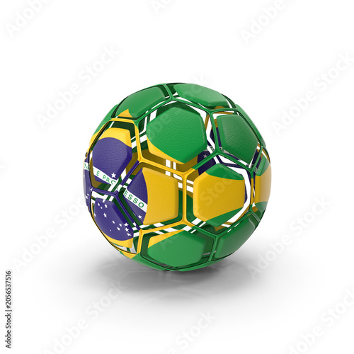 Brazil football ball with green and yellow flag colors, national team sports design, tournament and championship concept