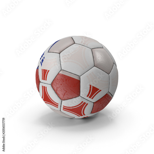 Football ball with red and white national flag pattern, sports tournament design, international team and championship concept