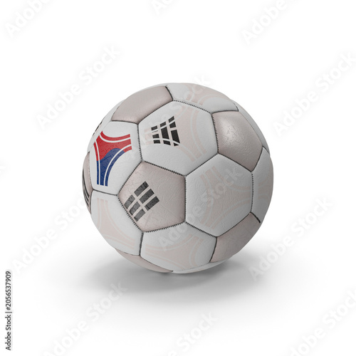 Football ball with South Korea flag colors on white background, national team sports design and tournament concept