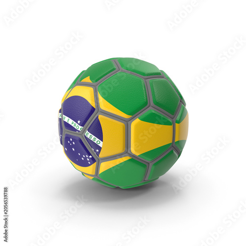 Brazil football ball with green and yellow flag colors, national team sports design, tournament and championship concept