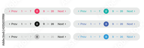 Fotografija Pagination navigation bars with page numbers and previous next isolated on trans