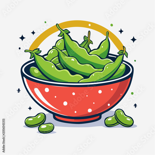 Bowl of Fresh Edamame Pods and Beans