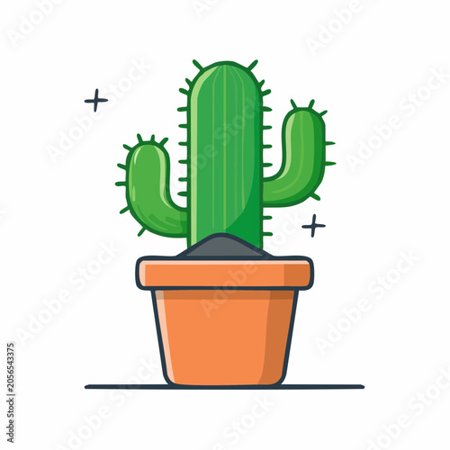 Cartoon Saguaro Cactus in a Pot