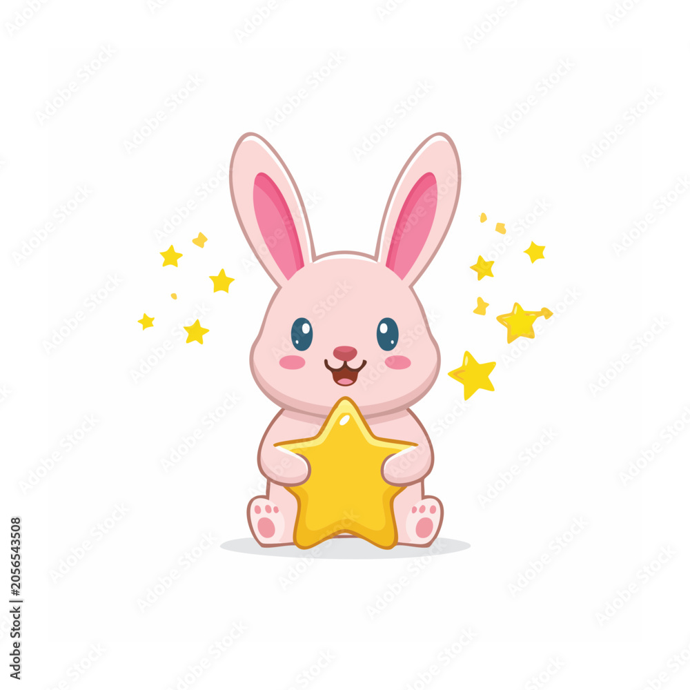 Obraz premium Cute cartoon pig with stars and sparkles