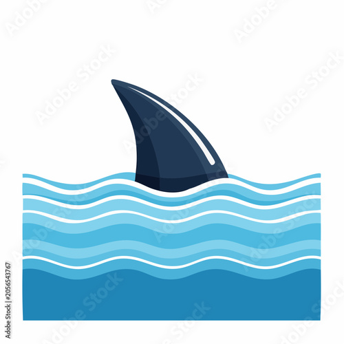 Shark Fin Emerging from Blue Water