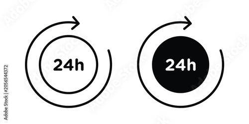 Foto 24 Hrs icon modern line style, Solid filled vectors set