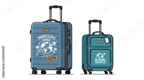 Vászonkép Two Travel Suitcases, Ready for Global Adventure