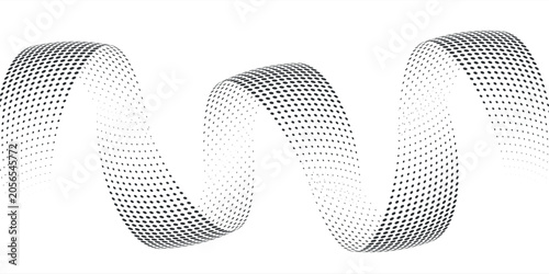 Minimalist abstract background featuring a creative halftone dot pattern in a flowing wave formation