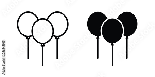 Tableau sur toile Balloons icon modern line style, Solid filled vectors set