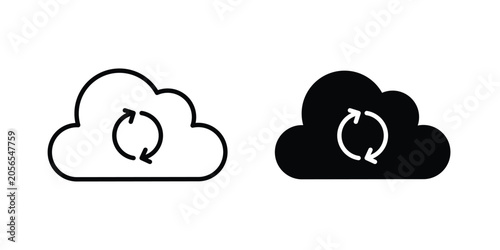Photos Cloud sync icon modern line style, Solid filled vectors set