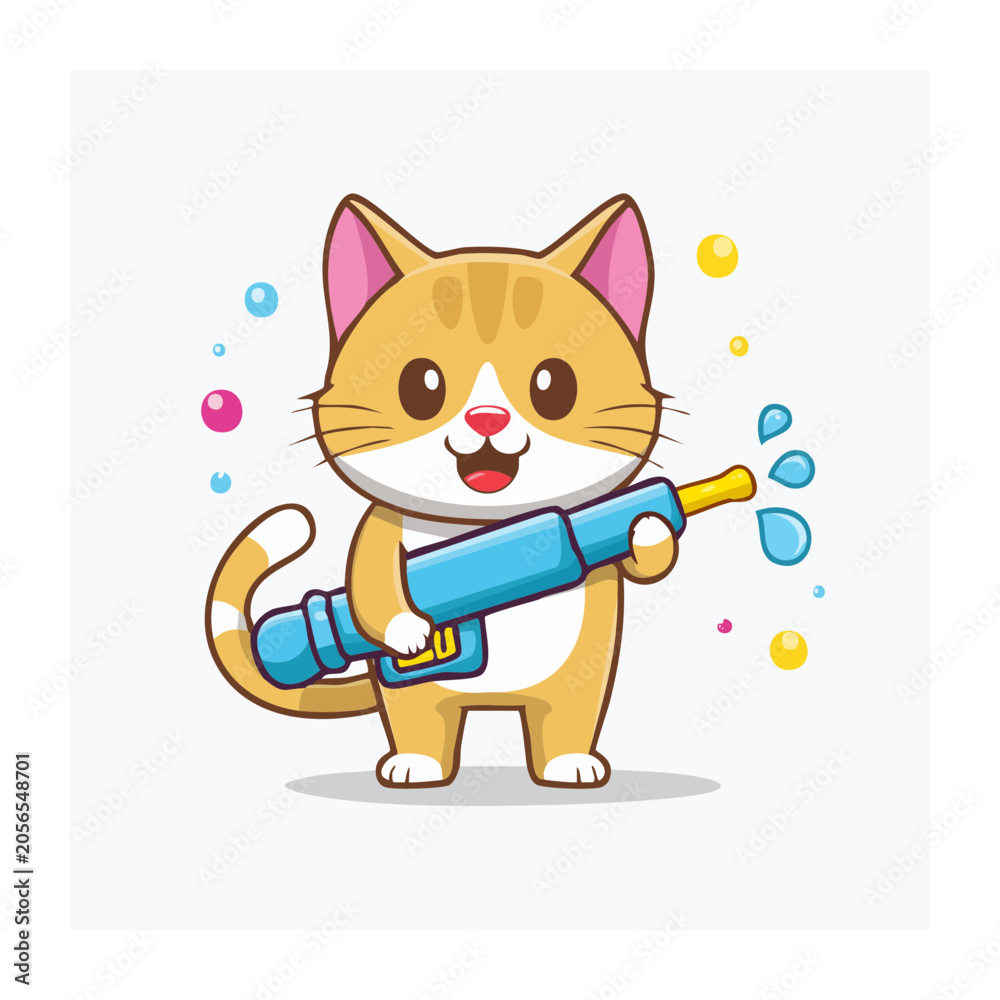 Fototapeta premium Cute cartoon dog with ball and bubbles