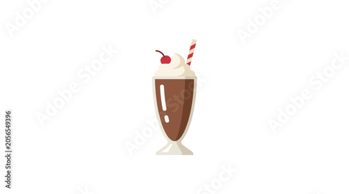 Foto Chocolate Milkshake with Whipped Cream and Cherry